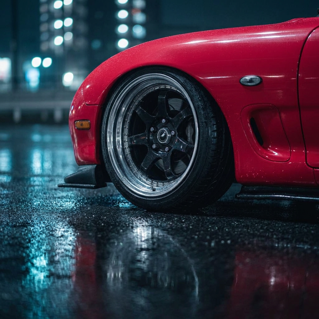 Widebody fender flare and bronze wheel detail